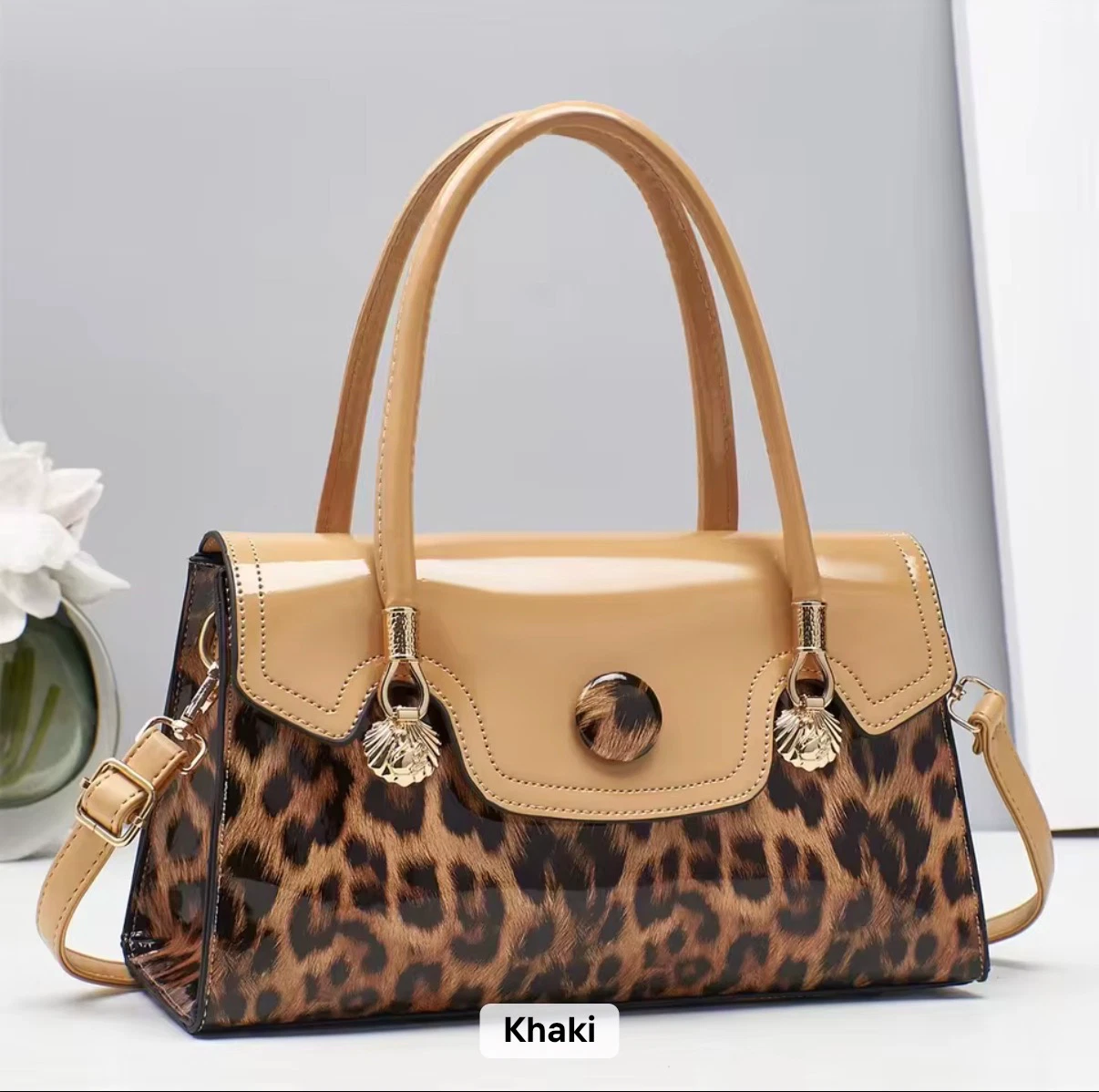 ACIES Noir Leopard Luxe Handbag - Brown