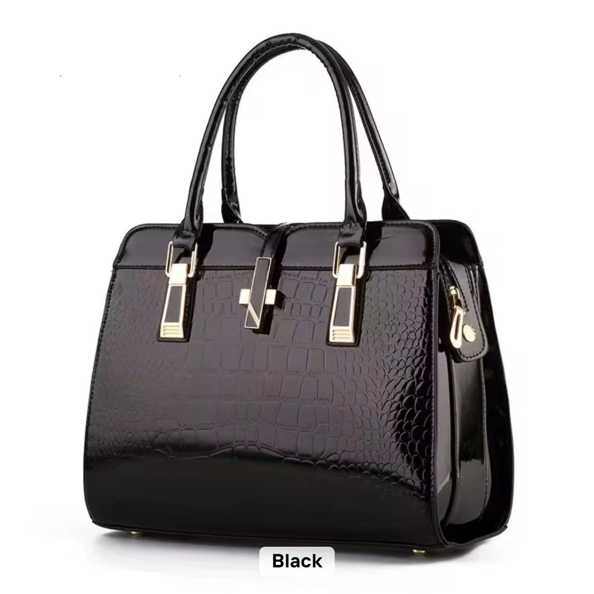 ACIES Royale Croc Luxe Handbag - Black