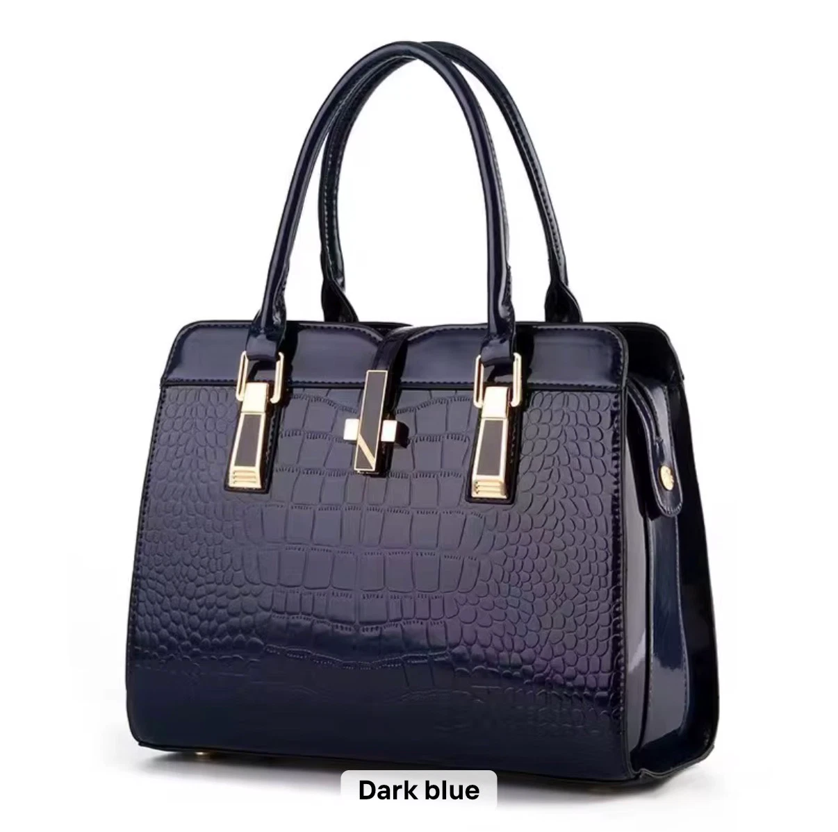 ACIES Royale Croc Luxe Handbag - Midnight Navy