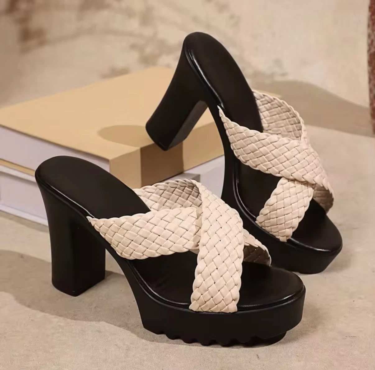 Woven Platform Mule Heels 2
