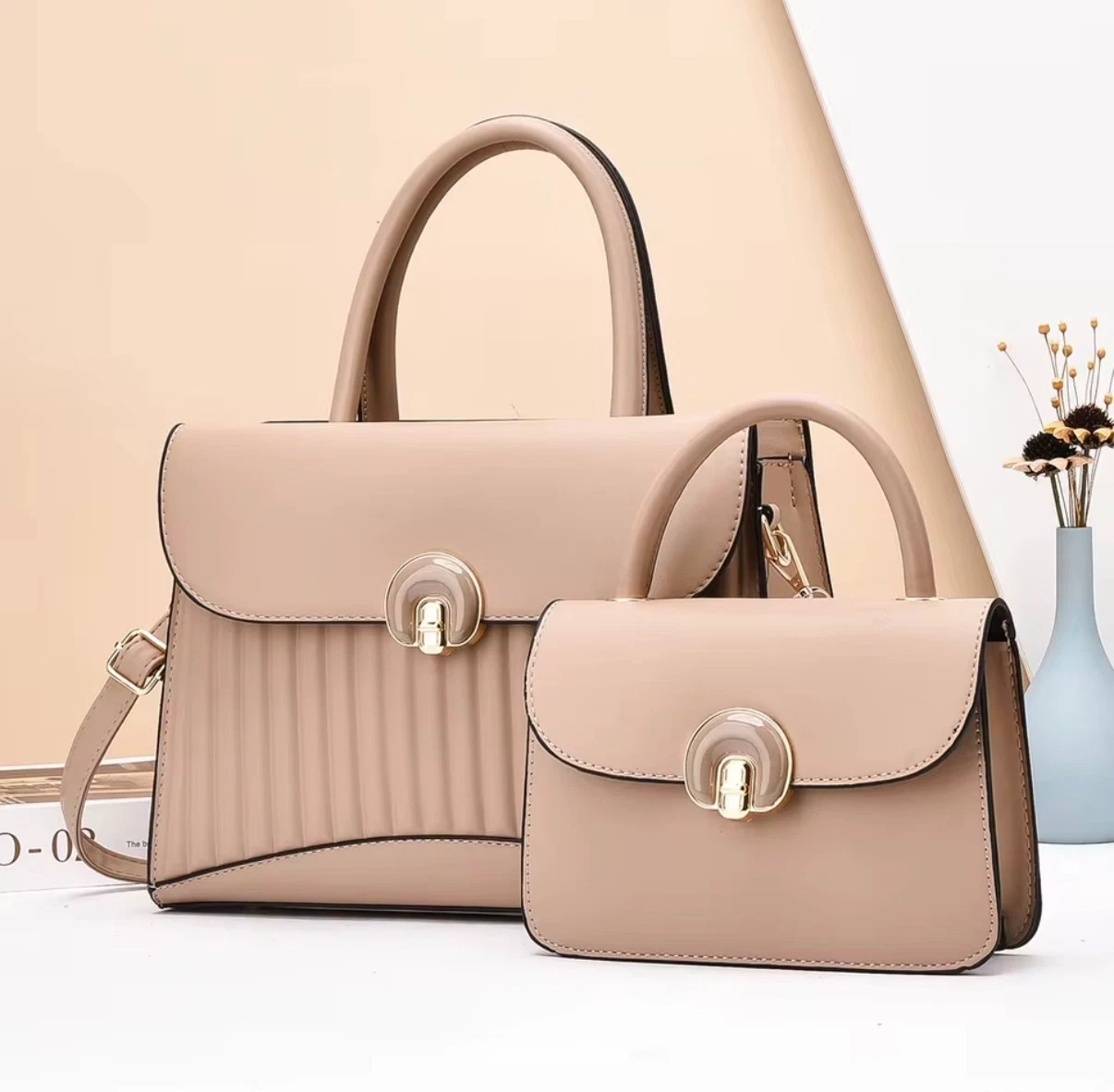 ACIES Élégance Duo Handbag Set - Fog-Beige