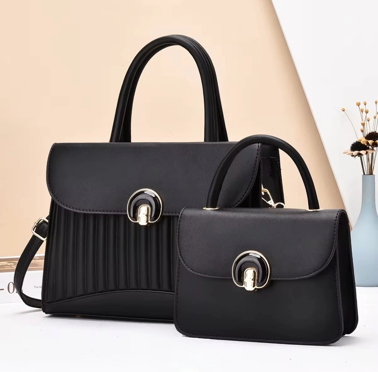ACIES Élégance Duo Handbag Set - Midnight-Black