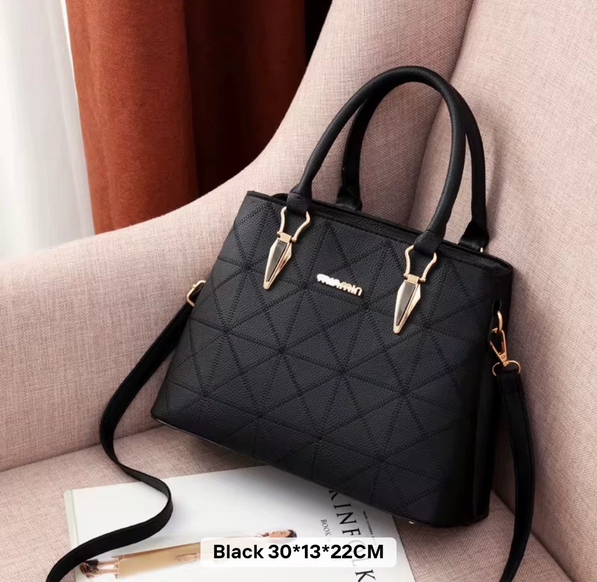 Ladies Aurelia Structured Handbag - Black