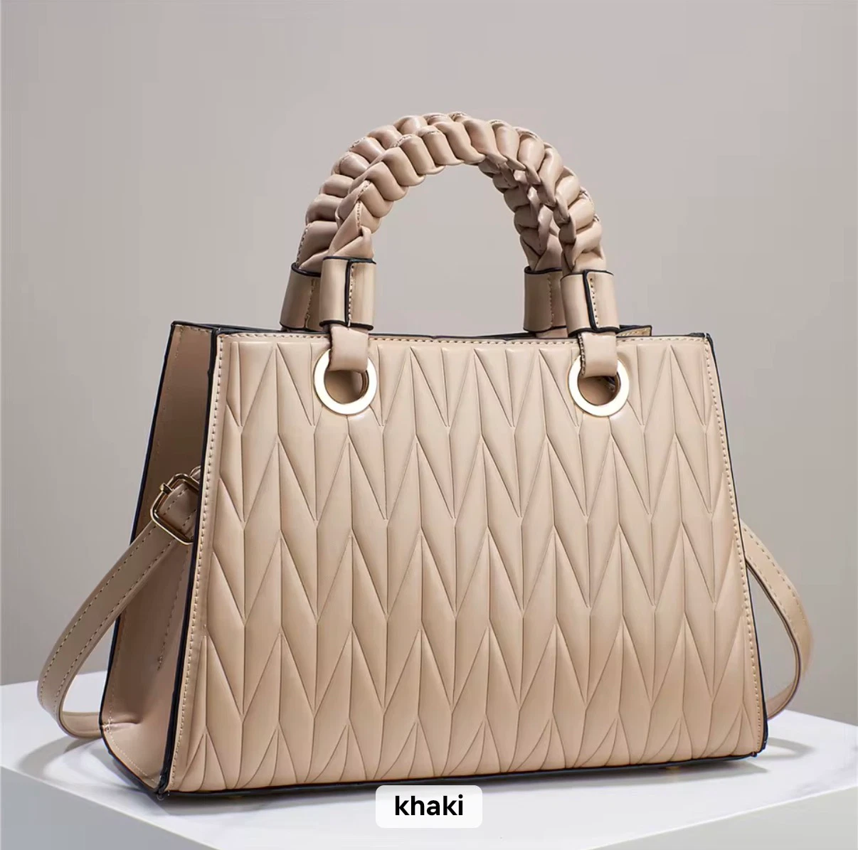 Aurelia Pleated Handbag - Indian Khaki