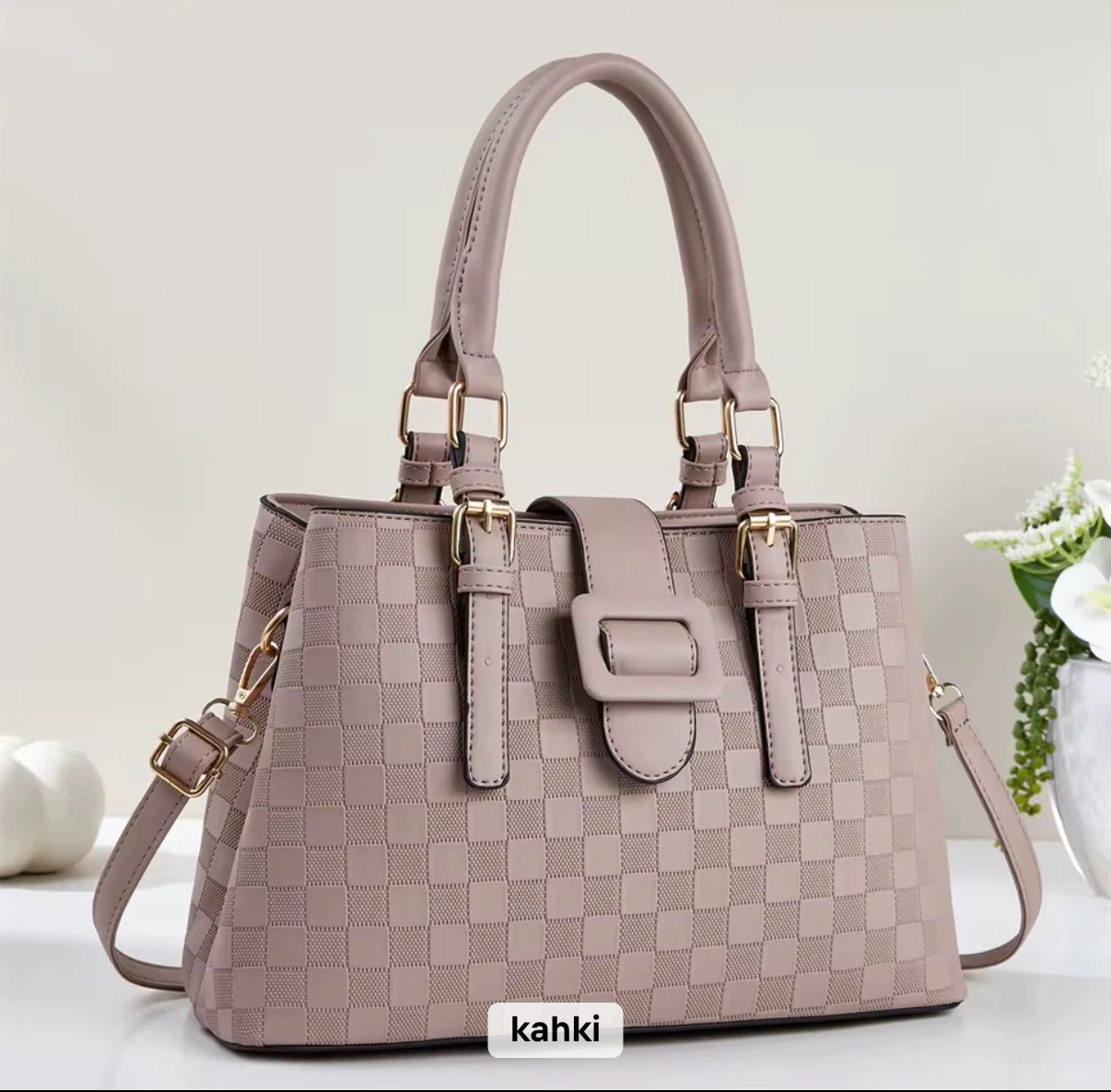 ACIES Verona Check Tote - Silk Khaki