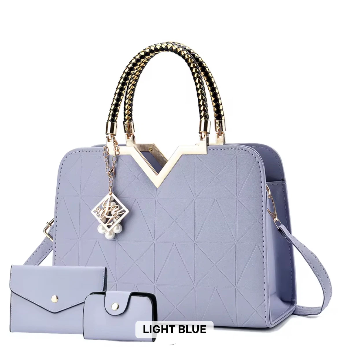 Valentina 3-Piece Handbag Set - Cadet Blue