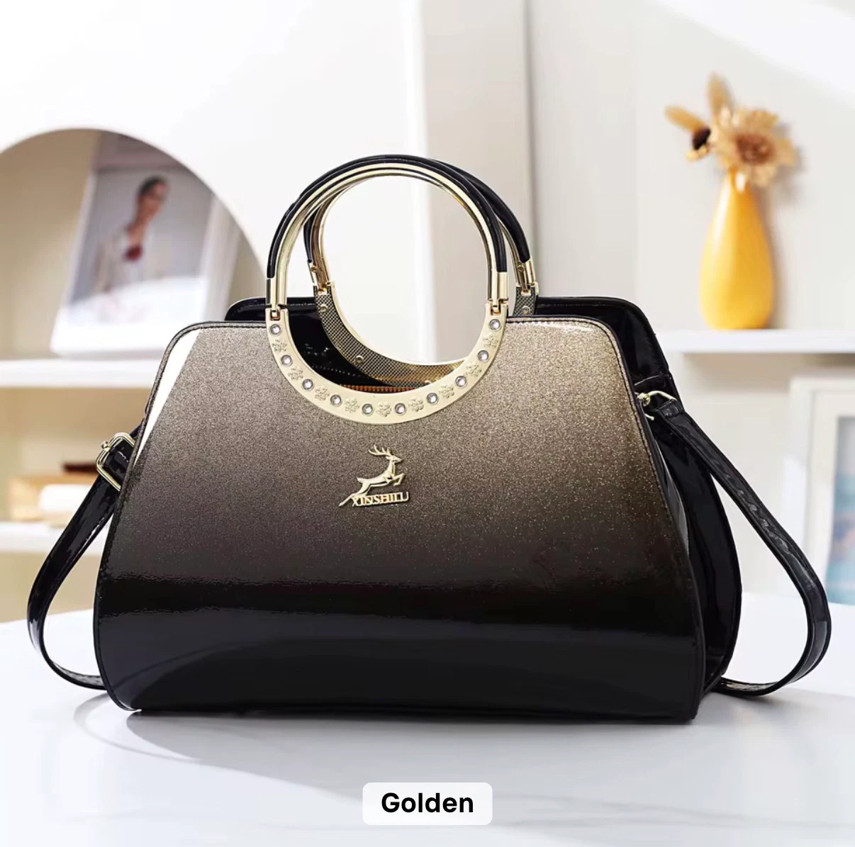 Aurelia Crystal Handle Bag - Champagne