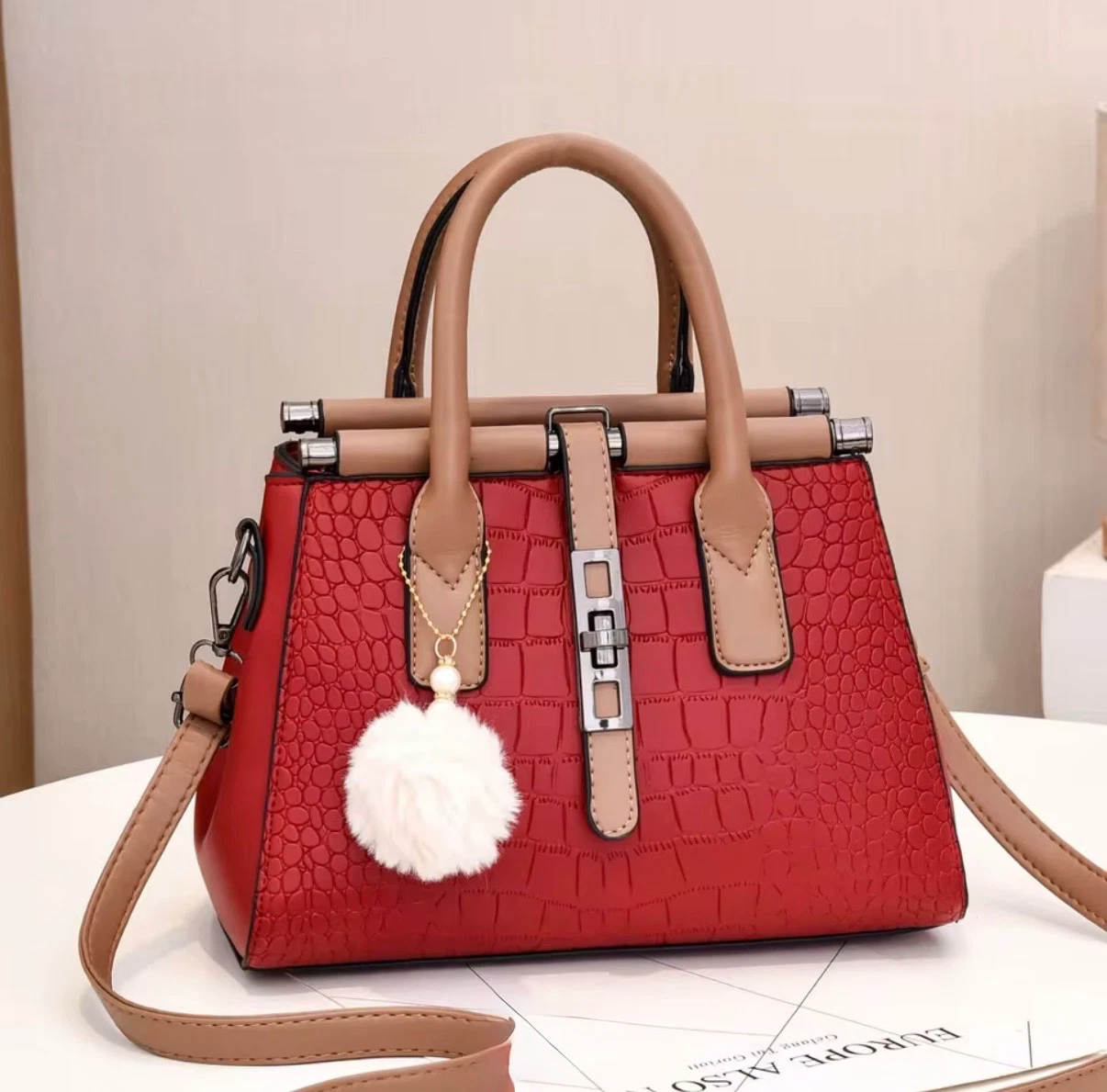 ACIES Seraphine Croc Frame Satchel - Red