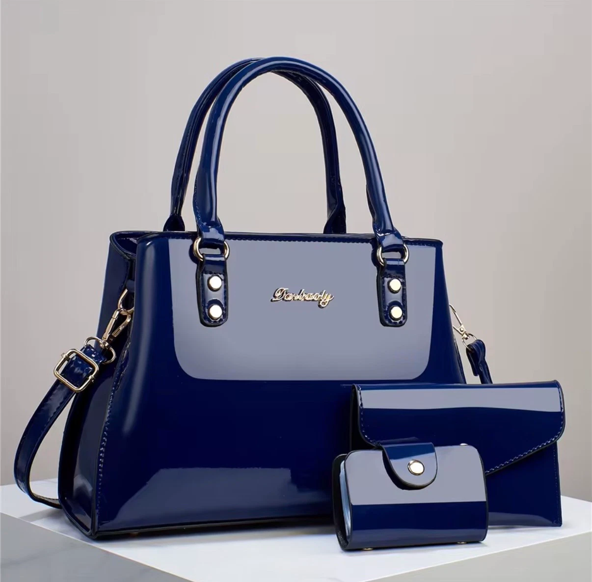 Véloura Patent Trio Set - Navy