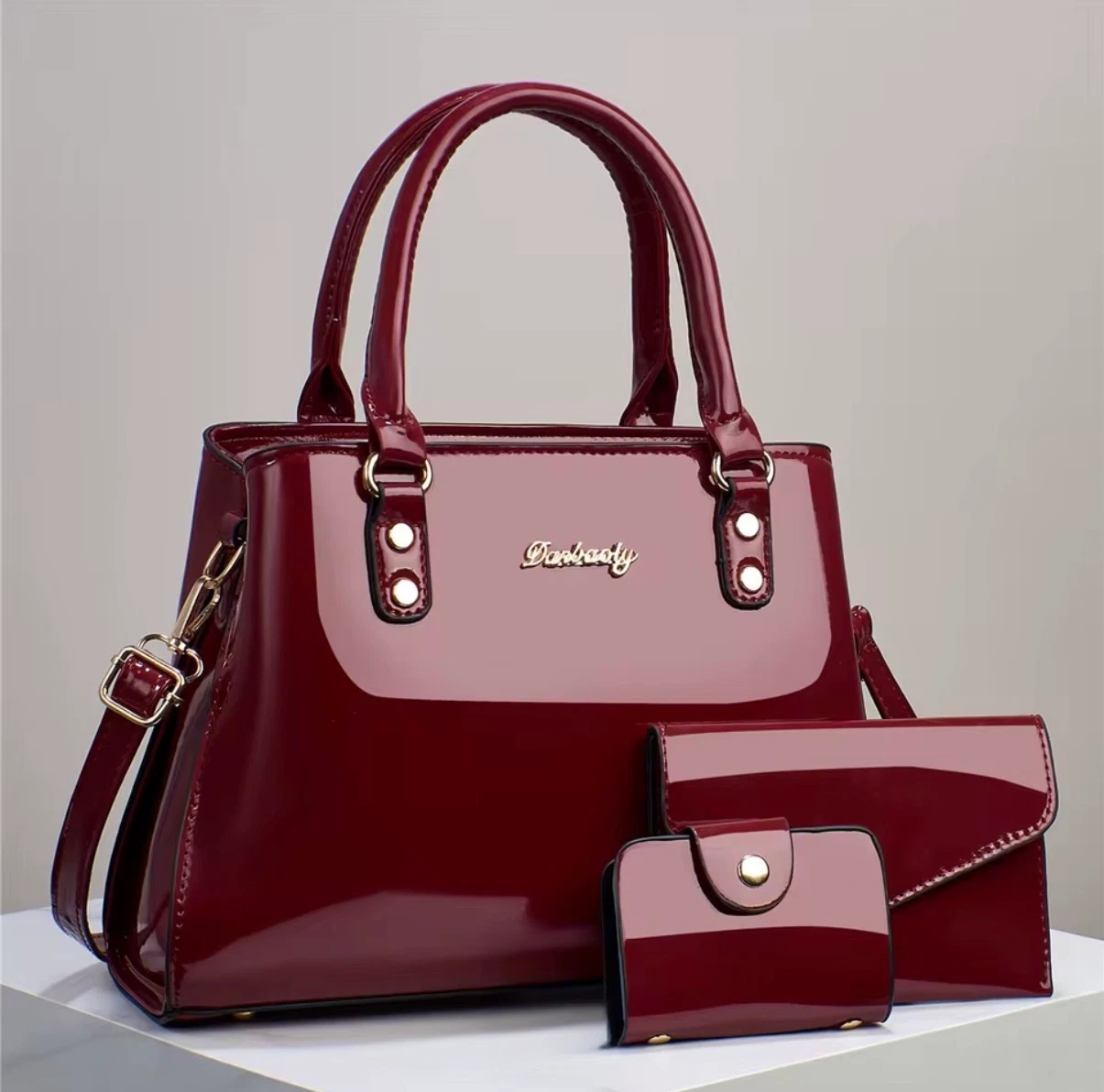 Véloura Patent Trio Set - Wine Berry