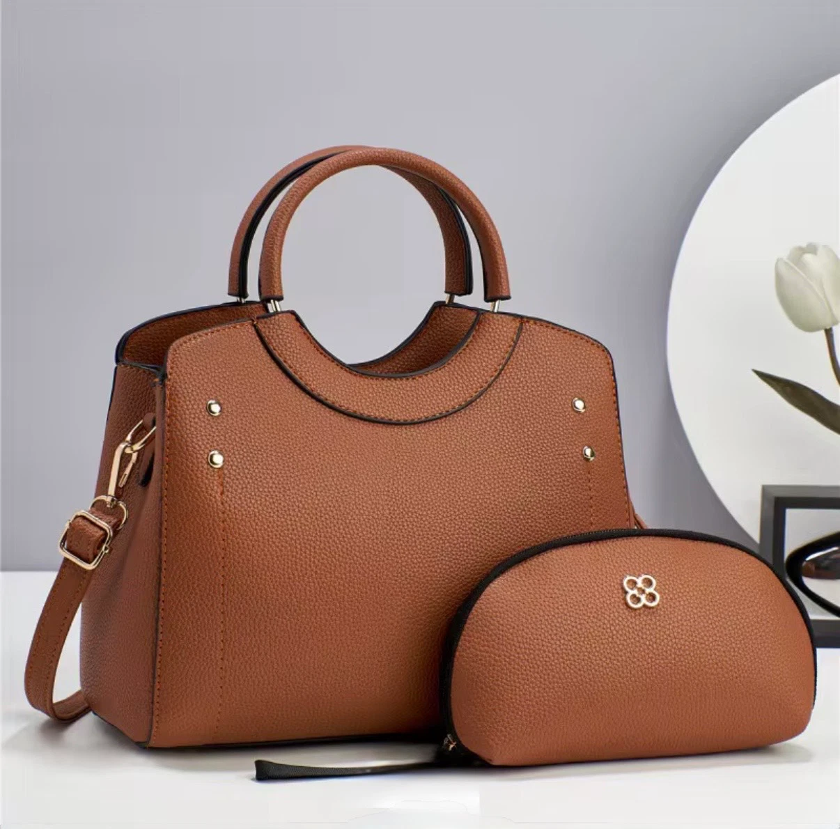 ACIES Valentina Élite Satchel Set - Cognac