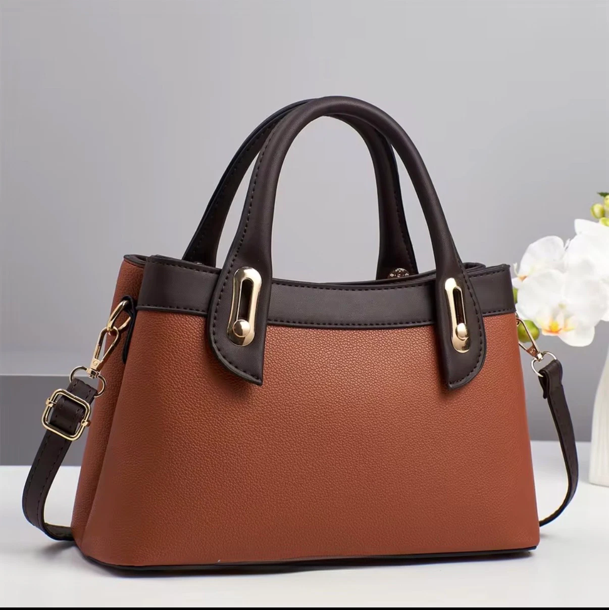 ACIES Montclair Élégance Satchel - Cognac Maison