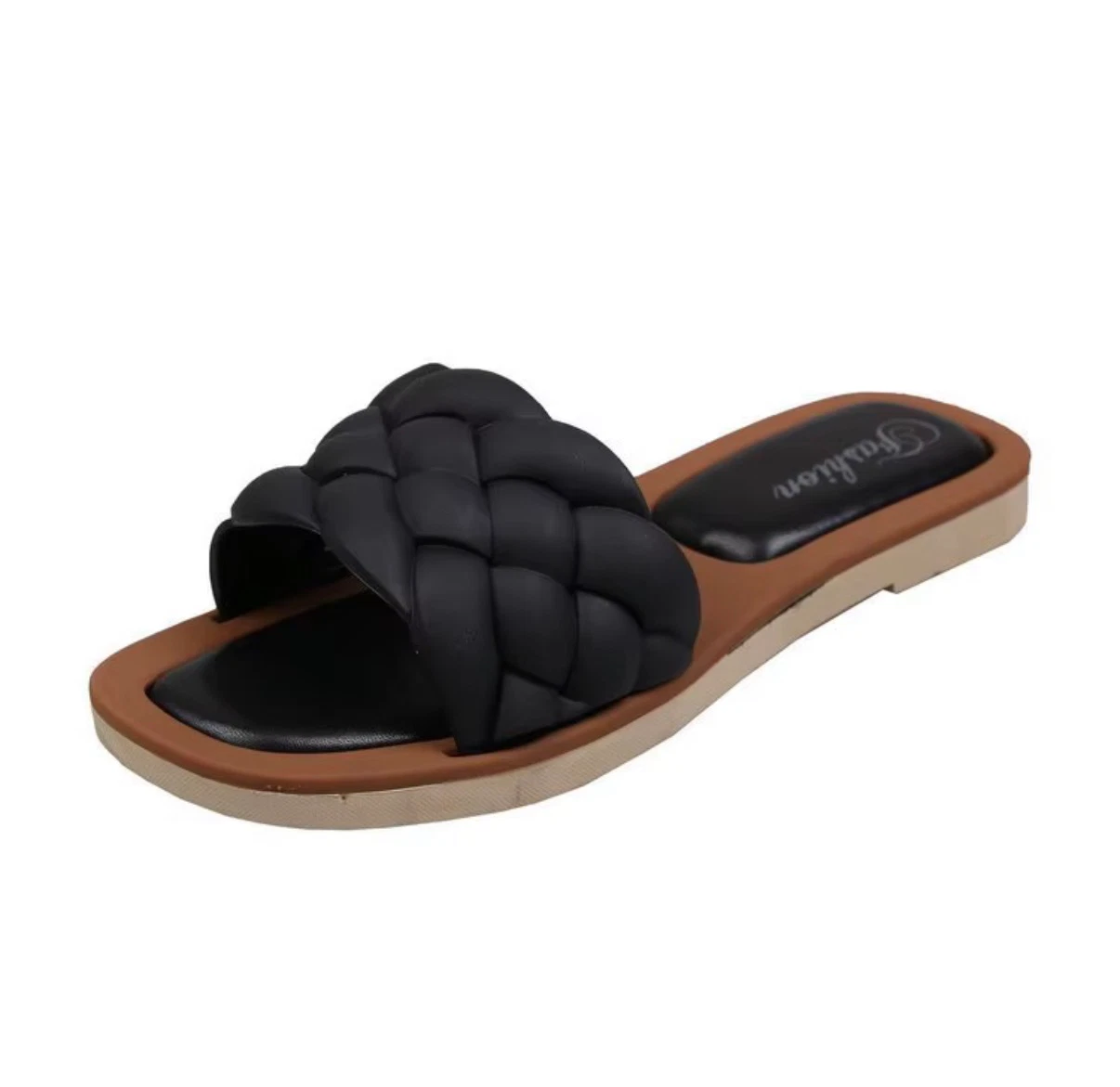 Amara Woven Slides - Black