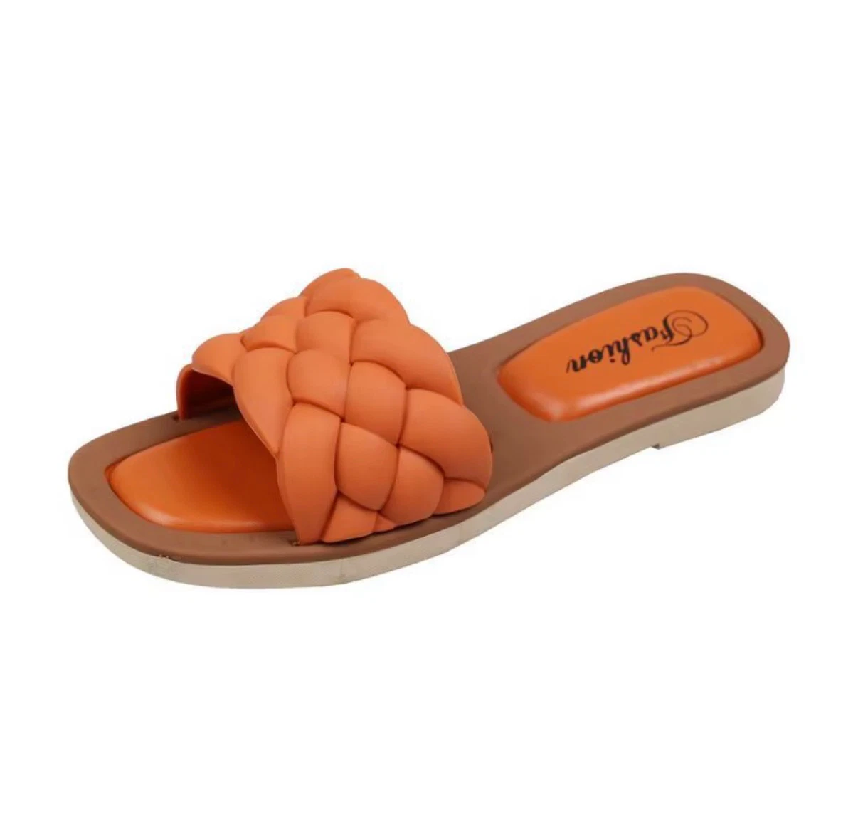 Amara Woven Slides - Orange
