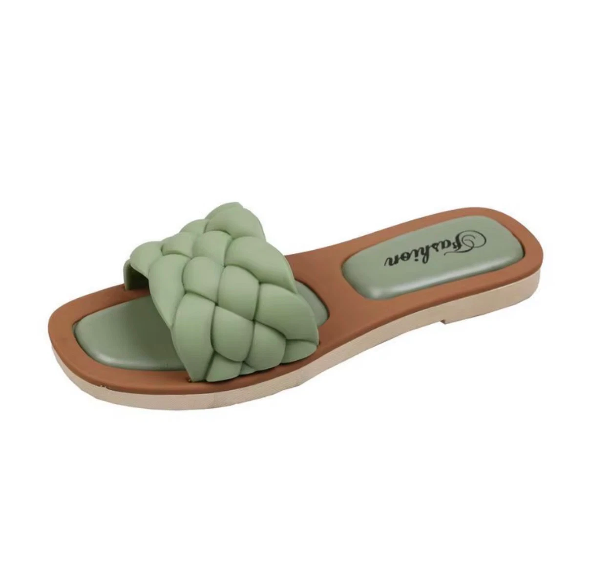 Amara Woven Slides - Camouflage Green